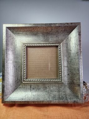 Silvertone Wood 10" X10" Dotted Edge Frame Holds 4.5" x 4.5" Photo